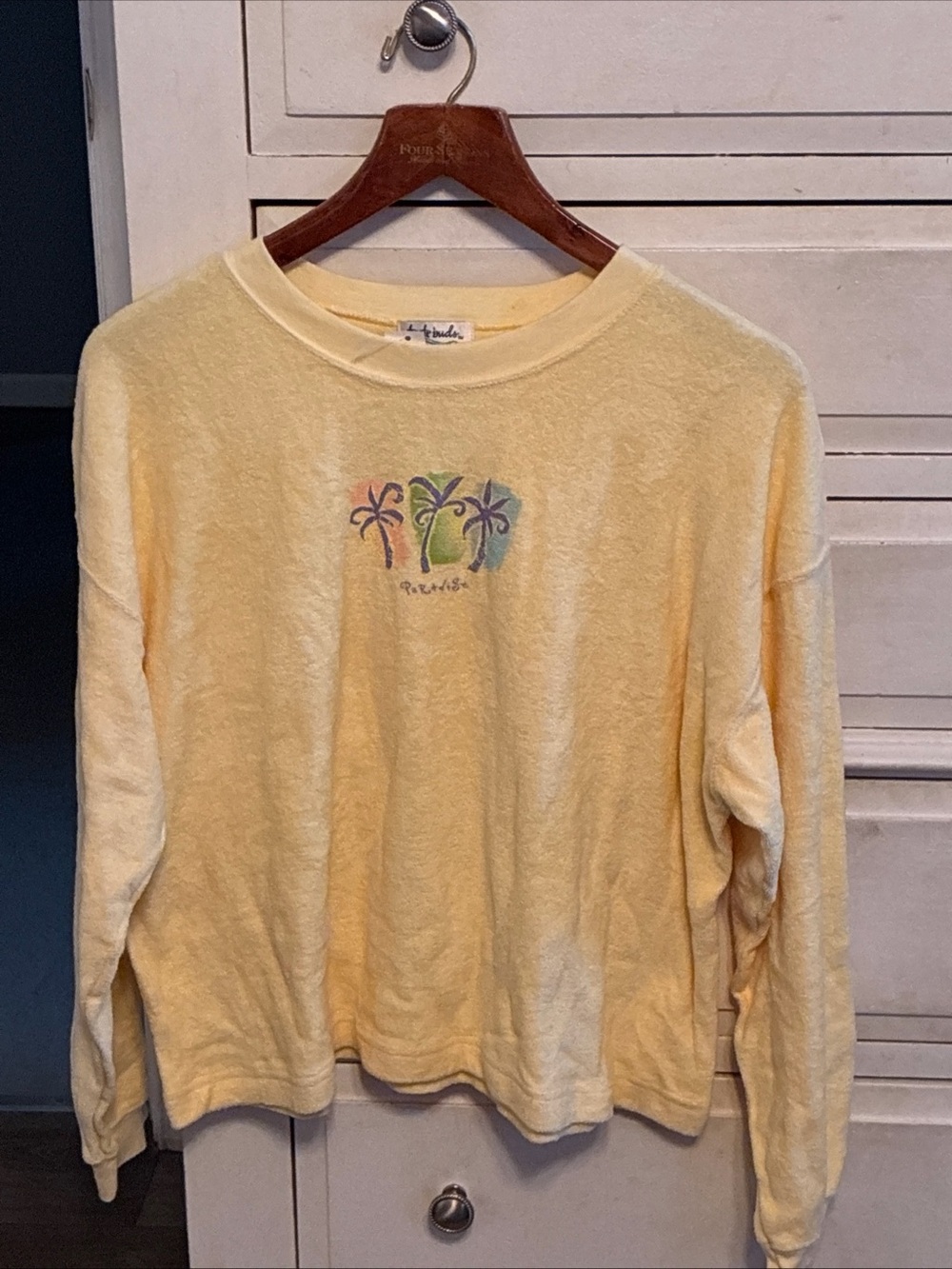 Vintage New Terry cloth Palm Tree Graphic Crewneck Sweatshirt L